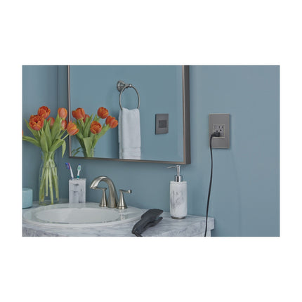 adorne® Brushed Stainless 1-Gang Screwless Wall Plate