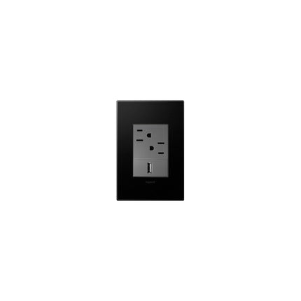 adorne® Graphite 1-Gang+ Screwless Wall Plate with Microban®