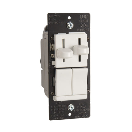 LS Series CFL/LED/Incandescent Single Pole/3-Way Slide Dimmer with Single Pole/3-Way, 3-Speed De-Hummer Fan Control, Preset, White