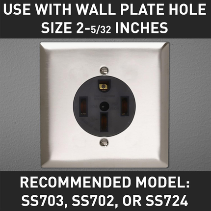 50 Amp 125/250V NEMA 14-50R Flush Mount Electrical Outlet for Ranges / Dryers / EV Chargers