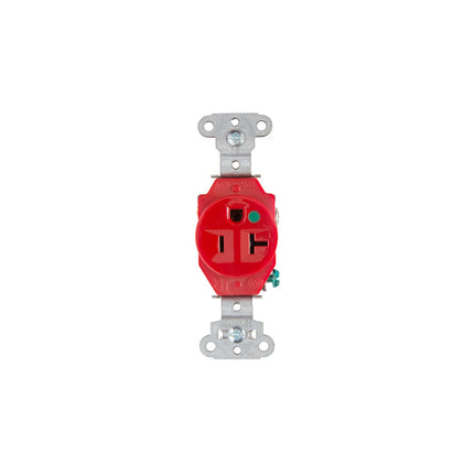 Hospital Grade Single Receptacles Tamper Resistant, Back and Side Wire, 20A, 125V, Red