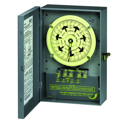7-Day Mechanical Time Switch, 120 VAC, 60Hz, 2 NO/2 NC, Indoor Metal Enclosure, 3.5 Hour Interval