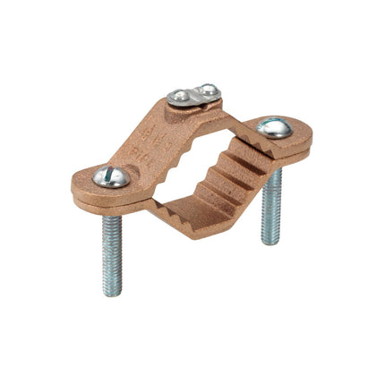 Ground Clamp, 1-1/4" to 2", Brass Screw with Bare Copper Wire