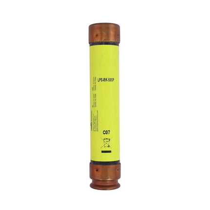 Eaton Bussmann series LPS-RK fuse, Low-peak fuse, 50 A, Dual, RK1, Non-indicating, Ferrule end x ferrule end, Time delay,Current-limiting, 10 sec at 500%, 100 kAIC at 300 Vdc,300 kAIC at 600 V, Standard, 10, 600 V, 300 Vdc
