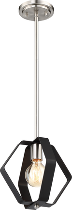 Zen; 1 Light; 10 in.; Pendant; Matte Black Finish with Brushed Nickel Accents