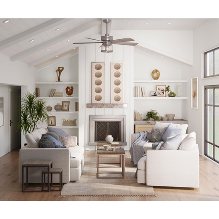 Five-Blade 56" coastal galvanized finish ceiling fan with bulbs included