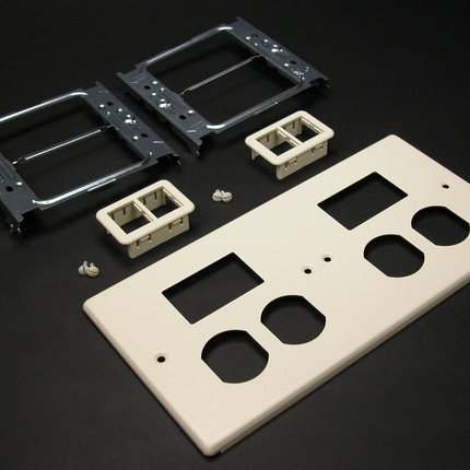 4047 Four-Gang Cover Two Duplex and Two TracJack Mini Adapters