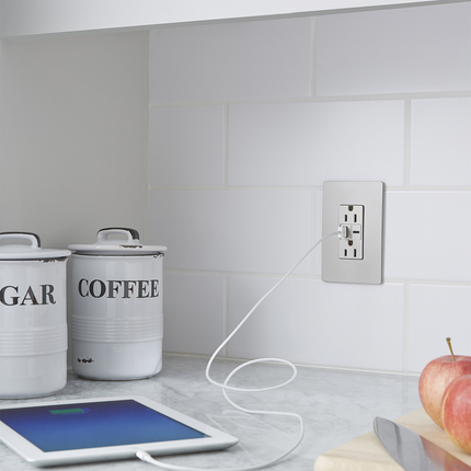 radiant® 15A Tamper-Resistant USB Type A/C Outlet, Nickel