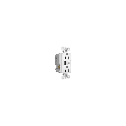 radiant® 15A Tamper-Resistant Ultra-Fast USB Type A/C Outlet, White
