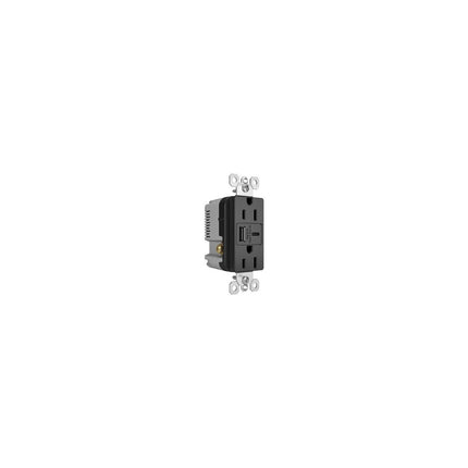 radiant® 15A Tamper-Resistant Ultra-Fast USB Type A/C Outlet, Black