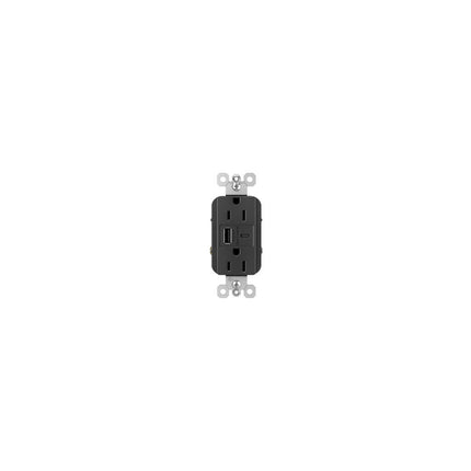 radiant® 15A Tamper-Resistant Ultra-Fast USB Type A/C Outlet, Black