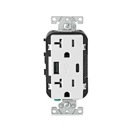 5.1A USB Type A/Type-C Wall Outlet Charger with 20A Tamper-Resistant Receptacles