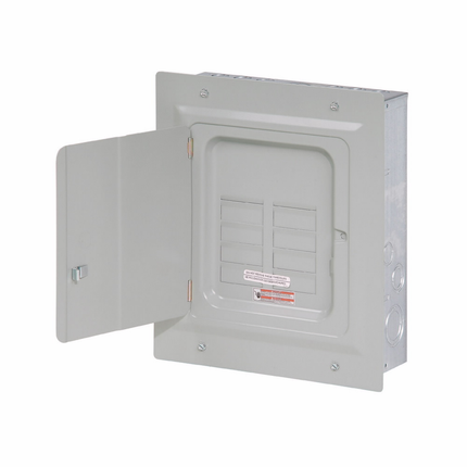 Eaton Eaton BR main lug loadcenter, 125 A,7,Aluminum, NEMA 1,Metallic,10 kAIC,BR,Flush,NEMA 1,12 Circuits,Twenty-four pole,6 Spaces,Three-wire,Single-phase,Type BR 1-inch breakers,120/240V,#14-1 AWG Cu/Al