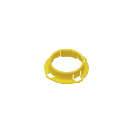 Non-metallic yellow stud bushing that fits into a 1 inch knockout, sold in a quantity of 1000.