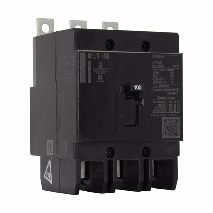 Eaton Series C complete molded case circuit breaker, G-frame, GHB, Complete breaker, Fixed thermal, Fixed magnetic trip type, Three-pole, 90 A, 480Y/277 Vac, 125/250 Vdc, 50/60 Hz