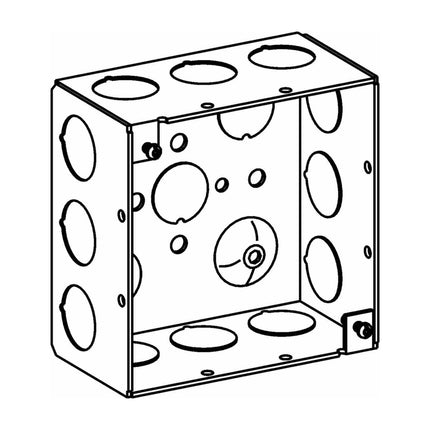 2-1/8" DEEP, 4" SQUARE (4S) DEEP BOX WELDED WITH 1/2" KO