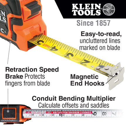 Tape Measure 25-Foot Magnetic Double-Hook