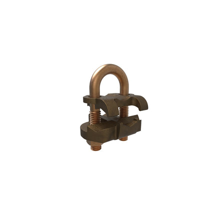 Permaground Copper U-Bolt Ground Clamp, Conductor Range 250-2/0 Sol, Pipe Size 3/8in, Ground Rod Sizes 5/8 to 3/4in, Rebar Size #6, UL, CSA