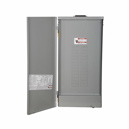 Eaton BR main lug loadcenter,No feed-thru lugs, 200 A,D1R,Aluminum, NEMA 3R,Metallic,25 kAIC,BWH,NEMA 3R,40 Circuits,Twenty-four pole,30 Spaces,Three-wire,Single-phase,Type BR 1-inch breakers,120/240V,#1 AWG-300 kcmil Cu/Al