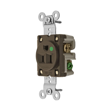 HUBBELL HBL8210 SGL RCPT HG 15A 125V 5-15R BR