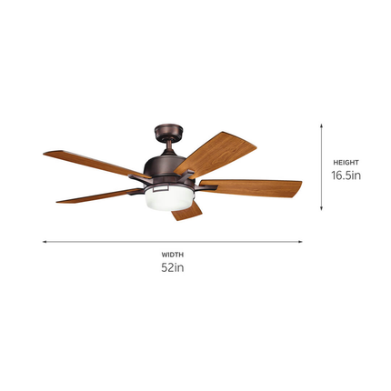 Leeds LED 52" 5 Blade Fan in Bronze