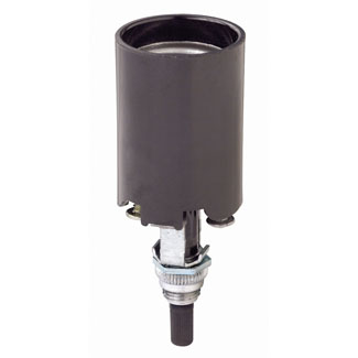 Medium Base, One-Piece, Candle Sockets, Incandescent, Phenolic Lampholder, Integral Turn Knob, Single Circuit, Side Outlet,  - Black