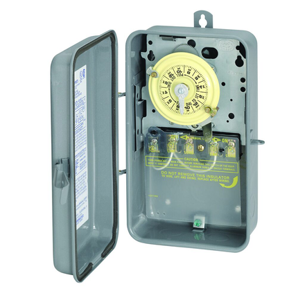 24-Hour Mechanical Time Switch, 208-277 VAC, 60Hz, DPST, Indoor/Outdoor Metal Enclosure, 1 Hour Interval