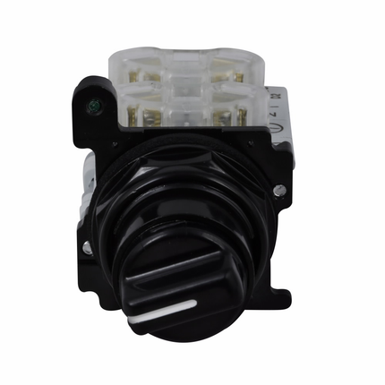Eaton E34 pushbutton, E34, 30.5 mm, Corrosion Resistant, Cam 7, 40° throw, NEMA 3, 3R, 4, 4X, 12, 13, Non-illuminated, Four-position, Knob, Black actuator