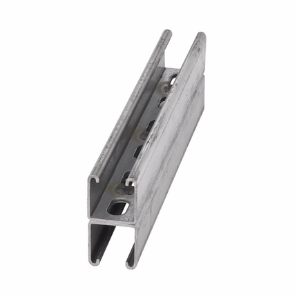 Eaton B-Line series strut back-to-back welded channel, 1.62" channel height, 120" channel length, 1.62" channel width, Steel, 12 Gauge, SHA hole pattern, B22 channel type, Hot-dipped galvanized