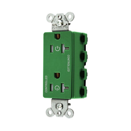 HUBBELL SNAP2162C2GNTRA 2/2 SNAP CONTROLLED 20A 125V TR DECO GN
