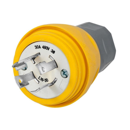 HUBBELL HBL28W76 PLUG W/TIGHT 3P 30A 480V L16-30P YL