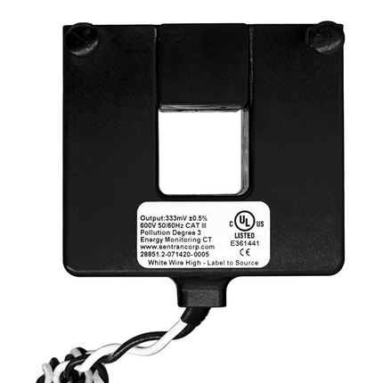 Current Transformer, Split Core, 800A, 333mV, 3.0x3.5” Opening, 144” Lead, 1.0% Accuracy, Black, For Submetering