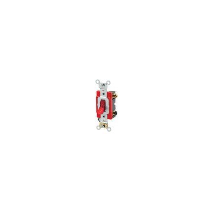 20 Amp, 277 Volt, Toggle Pilot Light - Illuminated ON - Req. Neutral Double-Pole AC Quiet Switch, Industrial Grade, Self Grounding, Back & Side Wired, - Red
