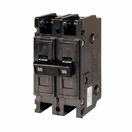 Eaton Quicklag Type QC Industrial Thermal-Magnetic Circuit Breaker,Industrial circuit breaker,80 A,10 kAIC,Two-pole,120/240 V,Thermal-magnetic,Cable-in/cable-out,QC,Non-interchangeable