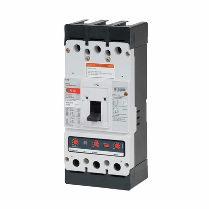 Eaton Series C K-frame molded case circuit breaker, 250 A, Three-pole, 600 Vac, 250 Vdc, 35 kAIC at 480V, Interchangeable electronic trip, KD breaker