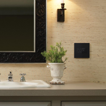 adorne® Graphite 2-Gang Screwless Wall Plate with Microban®