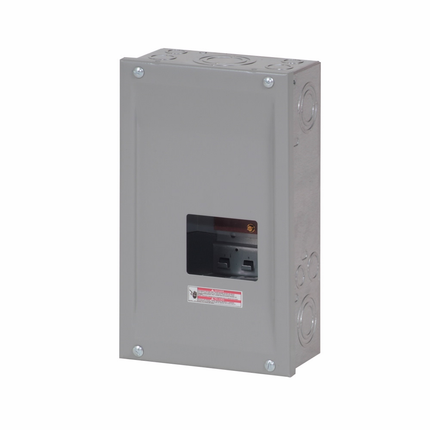 Eaton BR main lug loadcenter,No feed-thru lugs,Main lug,100 A,9,Aluminum,Cover included,NEMA 1,Metallic,10 kAIC,BR,Surface,3 Circuits,Three-pole,3 Spaces,Four-wire,Three-phase,Type BR 1-inch breakers,208 Y/120, 240 V,#14-1/0 AWG Cu/Al