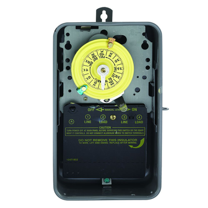 24-Hour Mechanical Time Switch, 120 VAC, 60Hz, DPST, Indoor/Outdoor Metal Enclosure, 1 Hour Interval