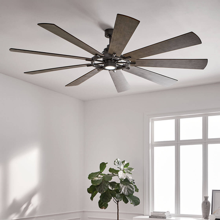 Gentry LED 85" 9 Blade Fan in Anvil Iron