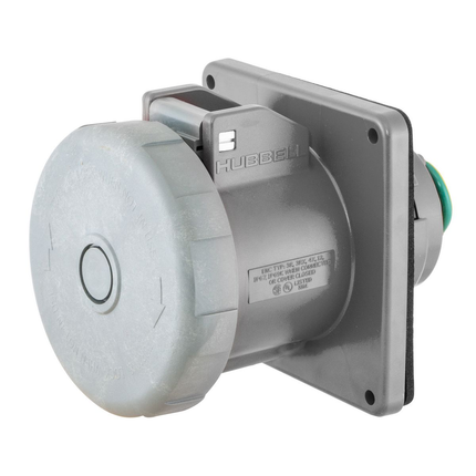 Heavy Duty Products, IEC Pin and Sleeve Devices, Marine Grade, Female, Receptacle, 100A 3-Phase Wye 277/480V AC, 4-Pole 5-Wire Grounding, Terminal Screws, Yellow