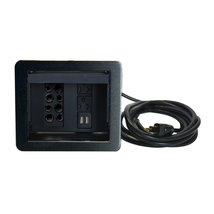 InteGreat™ A/V TABLE BOX WITH USB, CORD ENDED, BLACK