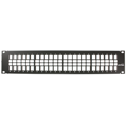 Flat QUICKPORT™ Patch Panel, 48-Port, 2RU, Black. Cable Management bar included.