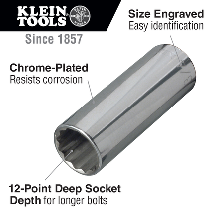 11/16-Inch Deep 12-Point Socket, 1/2-Inch Drive