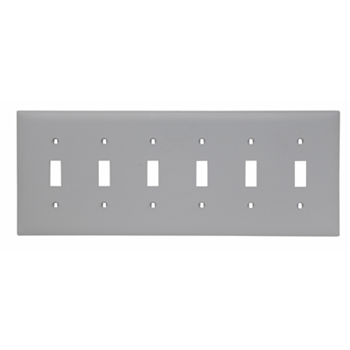 Toggle Switch Openings, Six Gang, Gray TP6GRY