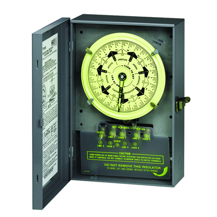 7-Day Mechanical Time Switch, 208-277 VAC, 60Hz, 4-SPST, Indoor Metal Enclosure, 3.5 Hour Interval