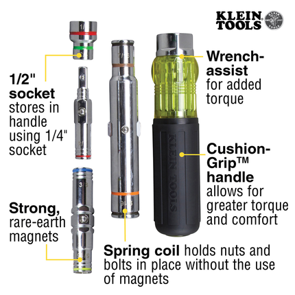 7-in-1 Multi-Bit Screwdriver / Nut Driver, Magnetic