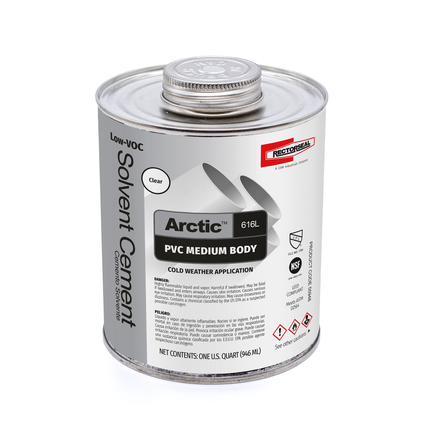 RectorSeal Arctic 616L 55948 Medium Body Colvent Cement, Effective in Cold Environments, Cold Weather, 1 Quart