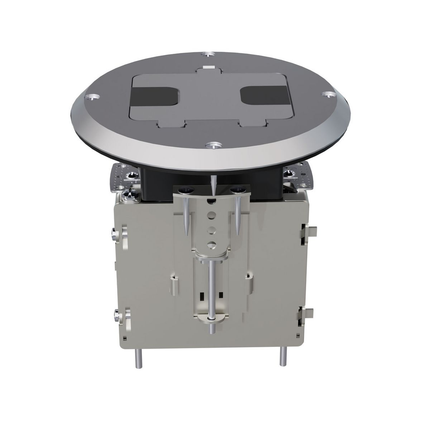 Single Gang Floor Box Kit with Recessed Duplex 15A TR Device and Adjustable Steel Box, Stainless Steel Finish