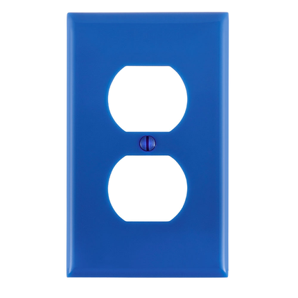 1-Gang Duplex Outlet/Receptacle Wallplate, Standard Size, Thermoplastic Nylon, Blue