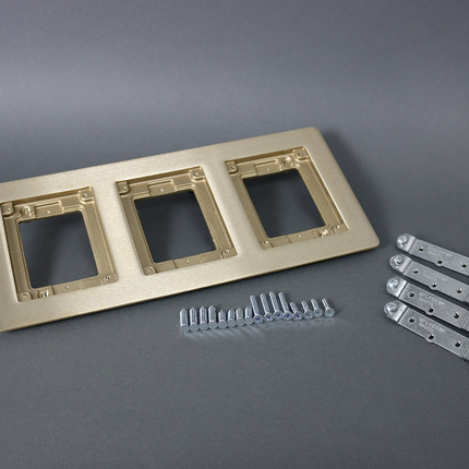 Omnibox® Triple Gang Rectangular Brass Carpet/Tile Flange